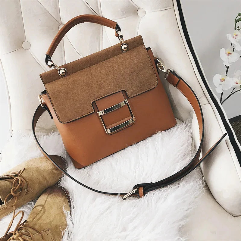 Female Retro Solid Color Shoulder Messenger Women's Fashion Frosted Handbag Ladies All-match Casual Texture Small Square Bag