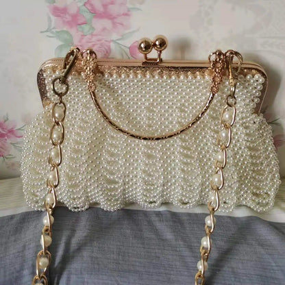 Female Shoulder Bag Party Evening Bag White Beaded Crystal Wallet Lady Wedding Purse Rhinestones Handbags Clutch Bags for Women