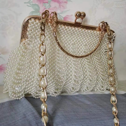 Female Shoulder Bag Party Evening Bag White Beaded Crystal Wallet Lady Wedding Purse Rhinestones Handbags Clutch Bags for Women