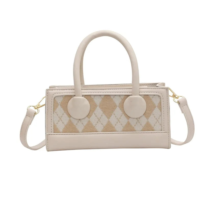 Female Spring 2024 new niche design crossbody bag for women's handheld diamond grid small square bag