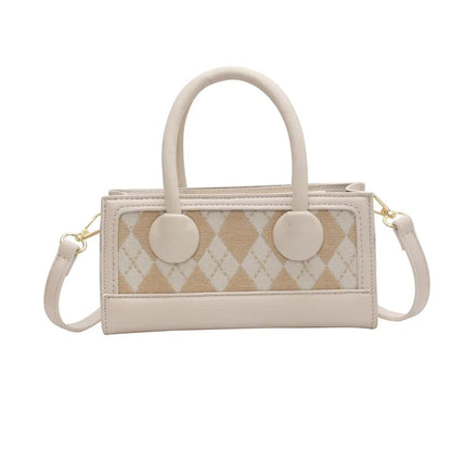 Female Spring 2024 new niche design crossbody bag for women's handheld diamond grid small square bag