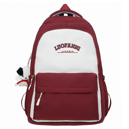 Female Travel Red Nylon Teenage College Backpack Fashion Ladies Cute Trendy Girl Leisure Backpack Women Laptop Student Book Bags