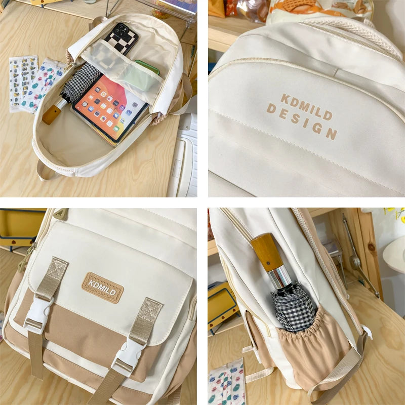 Female Travel Waterproof Book Bags Ladies Cute Laptop Trendy Women College Student Backpack Girl Kawaii Nylon School Bag 2023