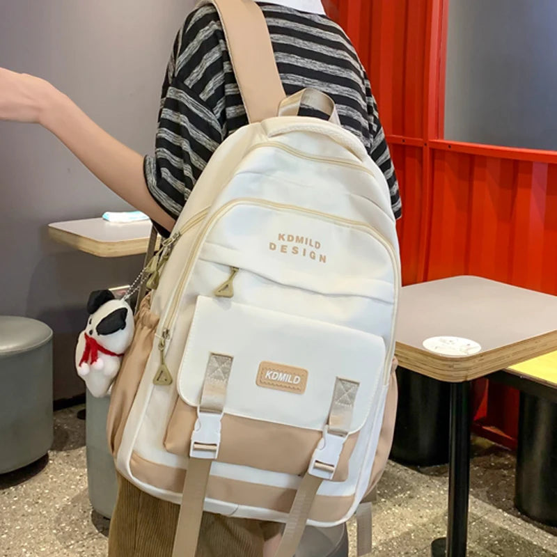 Female Travel Waterproof Book Bags Ladies Cute Laptop Trendy Women College Student Backpack Girl Kawaii Nylon School Bag 2023