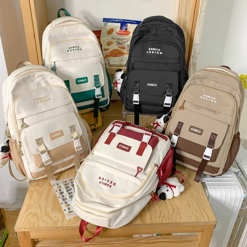 Female Travel Waterproof Book Bags Ladies Cute Laptop Trendy Women College Student Backpack Girl Kawaii Nylon School Bag 2023