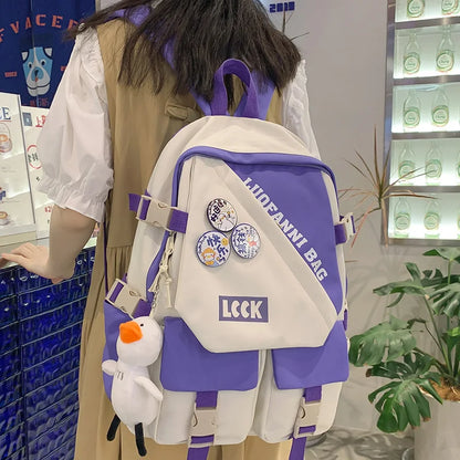 Female Waterproof Laptop College Backpack Trendy Lady Book Bag Women Cute Student Backpack Kawaii Girl Travel School Bag Fashion