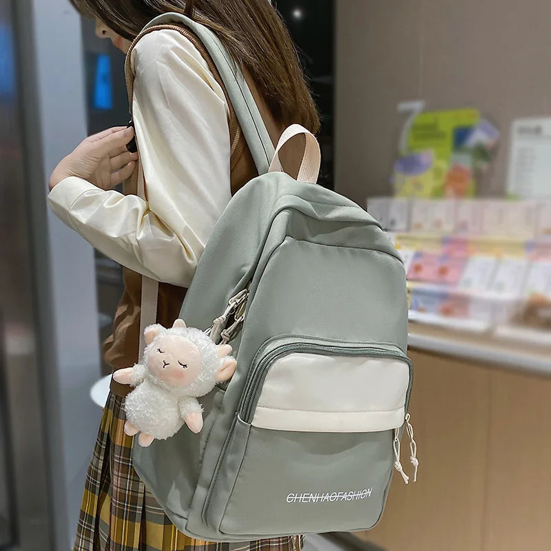 Female Waterproof Nylon College Backpack Fashion Laptop Cool Women Bag Lady Kawaii Backpack Trendy Girl Cute Travel Student Bags