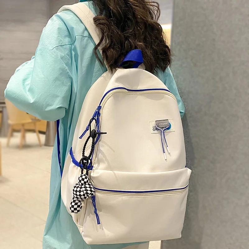 Female Waterproof White College Bag Fashion Women Book Backpack Girl Kawaii School Bags Ladies Laptop Backpack Nylon Student New