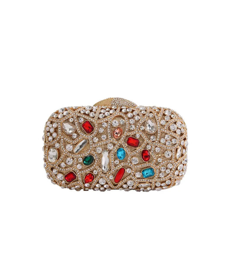 Female Women Crystal Clutch Bags For Party Evening Bag Minaudiere Bags Metal Hard Case Wedding Bridal Flower Handbag Purse Gift