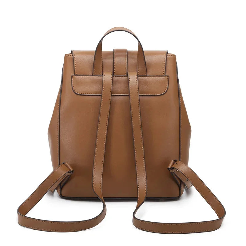 Female spring advanced light feeling ms canvas the niche leather cowhide commuter travel bag women backpack