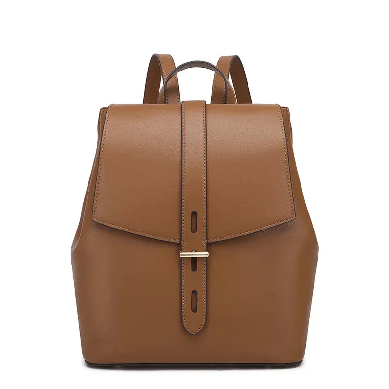 Female spring advanced light feeling ms canvas the niche leather cowhide commuter travel bag women backpack