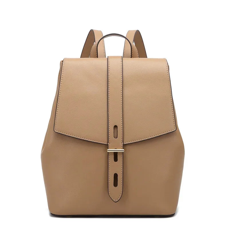Female spring advanced light feeling ms canvas the niche leather cowhide commuter travel bag women backpack