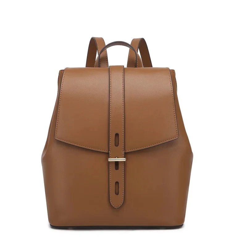 Female spring advanced light feeling ms canvas the niche leather cowhide commuter travel bag women backpack