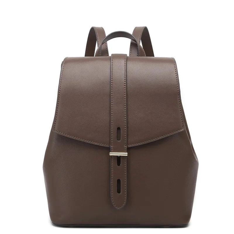 Female spring advanced light feeling ms canvas the niche leather cowhide commuter travel bag women backpack