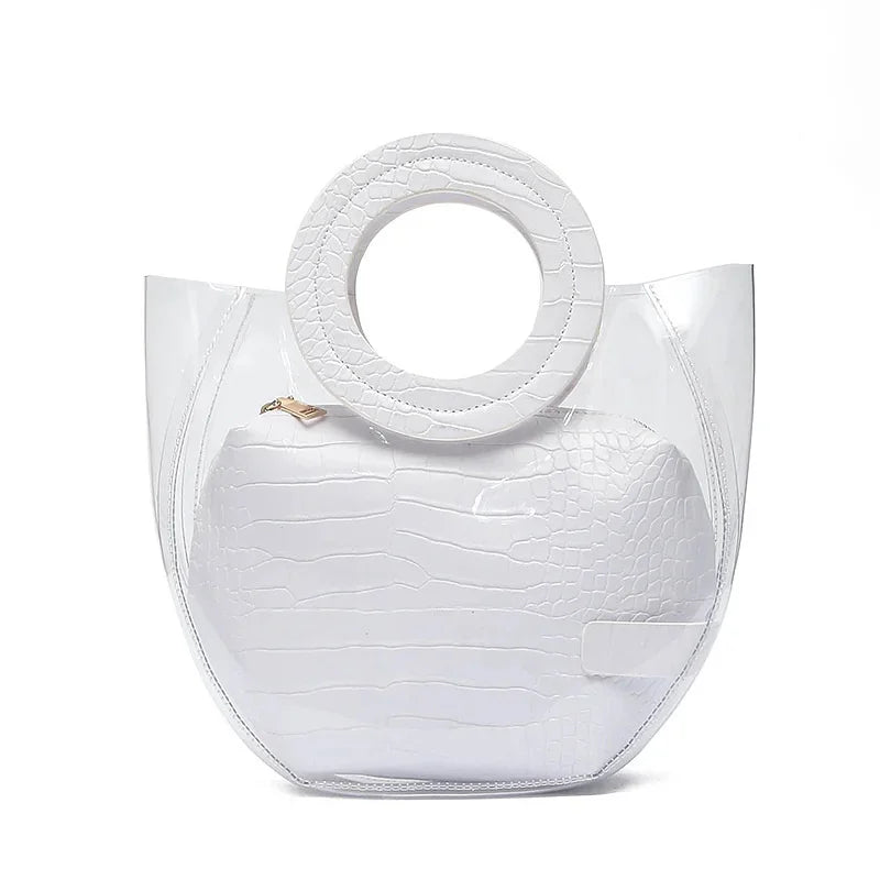 Femme Women Composite Transparent Women's Fashion Candy Summer Beach Shoulder Bags Tote Casual Handbags