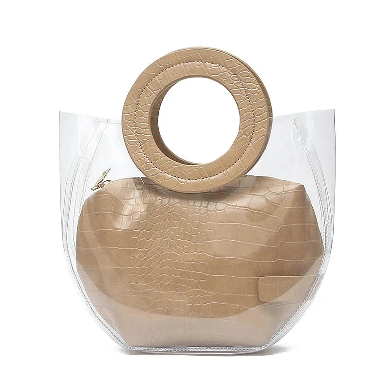 Femme Women Composite Transparent Women's Fashion Candy Summer Beach Shoulder Bags Tote Casual Handbags