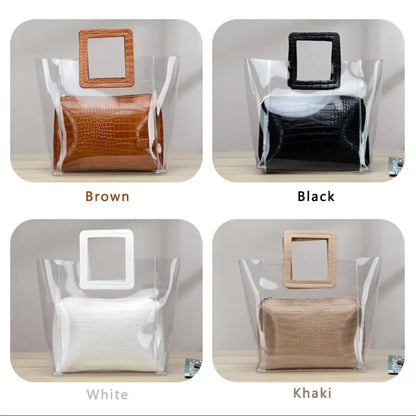 Femme Women Composite Transparent Women's Fashion Candy Summer Beach Shoulder Bags Tote Casual Handbags