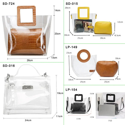 Femme Women Composite Transparent Women's Fashion Candy Summer Beach Shoulder Bags Tote Casual Handbags