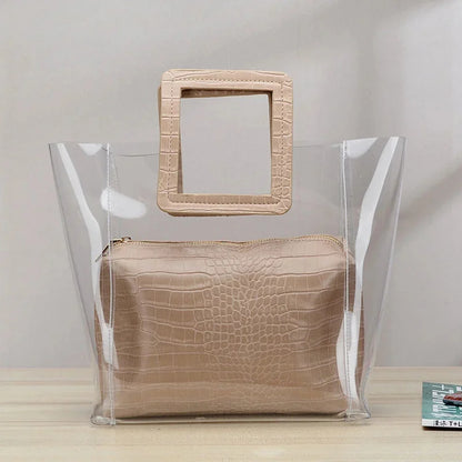 Femme Women Composite Transparent Women's Fashion Candy Summer Beach Shoulder Bags Tote Casual Handbags