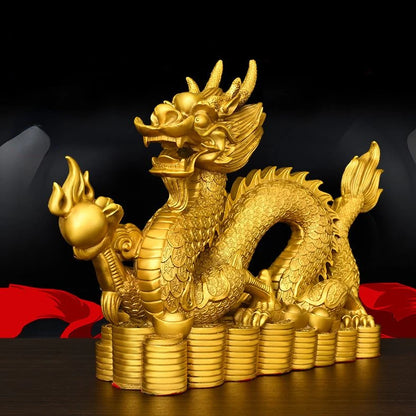 Feng Shui Brass Dragon Ornament Hanlong Five-clawed Hundred Wealth Yuanbao Home Living Room Decoration