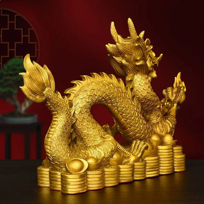 Feng Shui Brass Dragon Ornament Hanlong Five-clawed Hundred Wealth Yuanbao Home Living Room Decoration