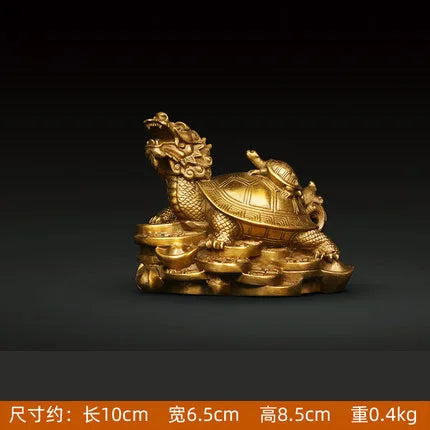 Feng Shui Brass Dragon Turtle Statue Wealth Prosperity Sculpture Housewarming Congratulatory Gift Home Decor
