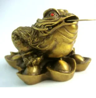 Feng Shui Brass Money Frog For Abundance & Career Luck Frog statue M5011