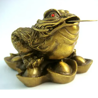 Feng Shui Brass Money Frog For Abundance & Career Luck Frog statue M5011