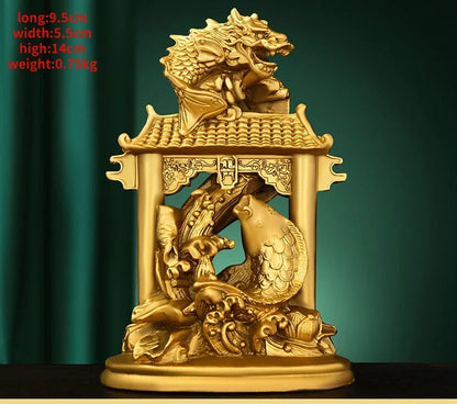 Feng Shui Copper Dragon Fish Ornaments Carp Jumping Door Home Living Room Study Desktop Figurines