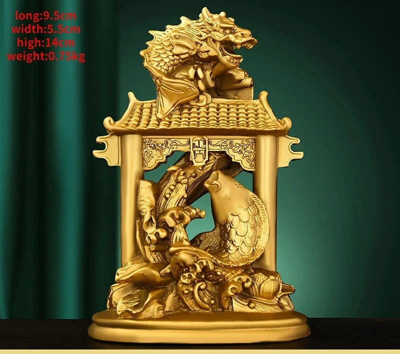 Feng Shui Copper Dragon Fish Ornaments Carp Jumping Door Home Living Room Study Desktop Figurines