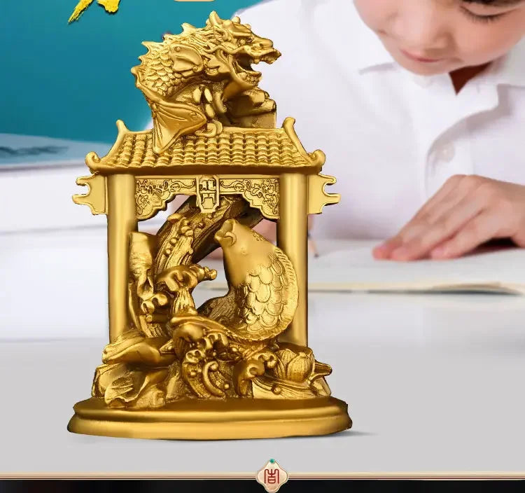 Feng Shui Copper Dragon Fish Ornaments Carp Jumping Door Home Living Room Study Desktop Figurines
