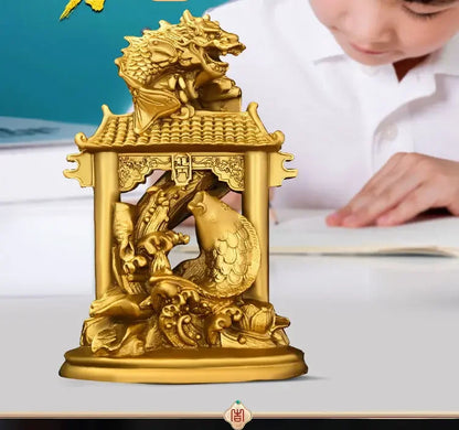 Feng Shui Copper Dragon Fish Ornaments Carp Jumping Door Home Living Room Study Desktop Figurines