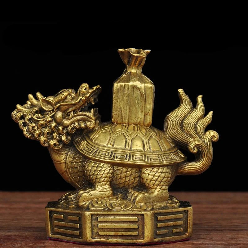 Feng Shui  Copper Dragon Turtle Ornaments Attract Wealth Decorations Home Living Room Foyer Decoration Handicrafts Opening Gifts