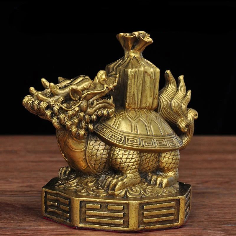Feng Shui  Copper Dragon Turtle Ornaments Attract Wealth Decorations Home Living Room Foyer Decoration Handicrafts Opening Gifts