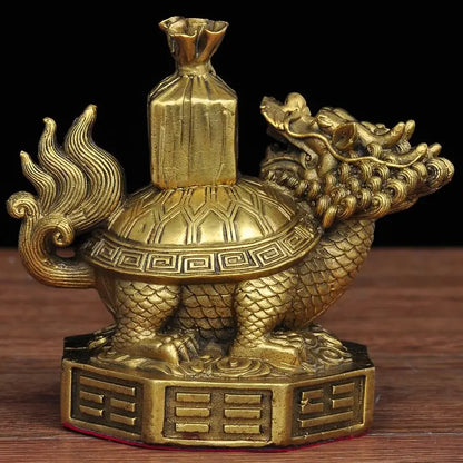 Feng Shui  Copper Dragon Turtle Ornaments Attract Wealth Decorations Home Living Room Foyer Decoration Handicrafts Opening Gifts