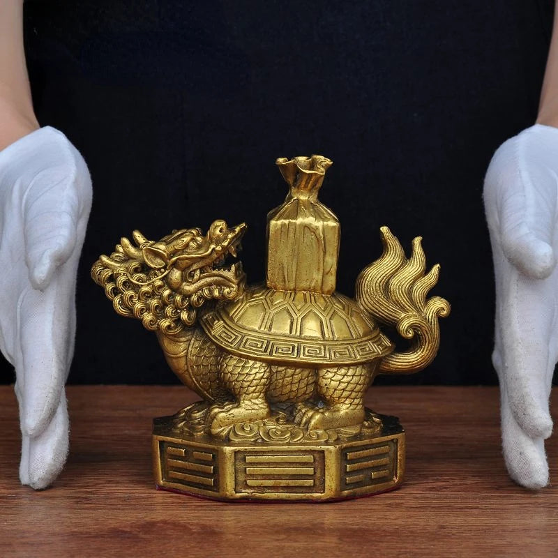 Feng Shui  Copper Dragon Turtle Ornaments Attract Wealth Decorations Home Living Room Foyer Decoration Handicrafts Opening Gifts