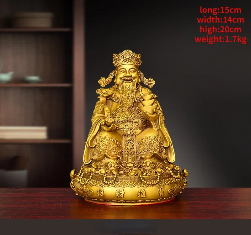 Feng Shui Copper God of Wealth Ornament Tor Yuanbao Living Room Company Treasure Pot Decor