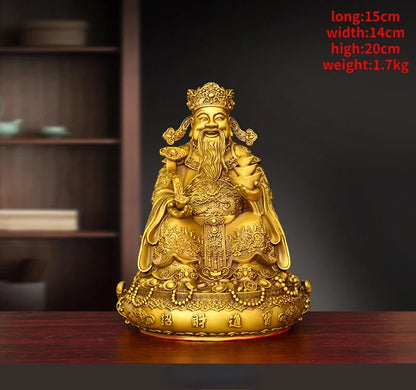 Feng Shui Copper God of Wealth Ornament Tor Yuanbao Living Room Company Treasure Pot Decor