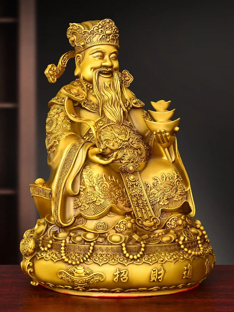 Feng Shui Copper God of Wealth Ornament Tor Yuanbao Living Room Company Treasure Pot Decor