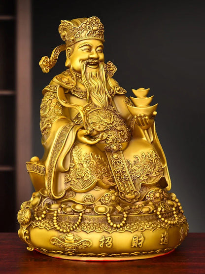 Feng Shui Copper God of Wealth Ornament Tor Yuanbao Living Room Company Treasure Pot Decor