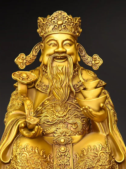 Feng Shui Copper God of Wealth Ornament Tor Yuanbao Living Room Company Treasure Pot Decor