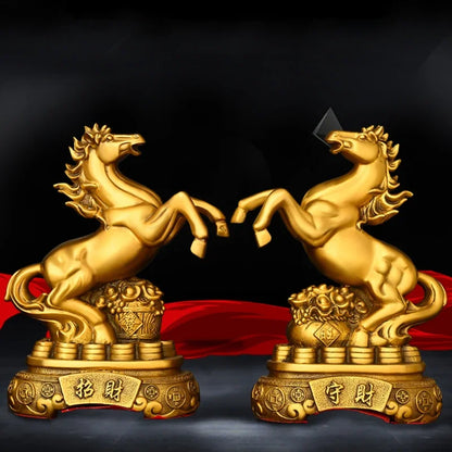 Feng Shui Copper Horse Ornament Come Wealth Keep Wealth Home Living Room Shop Office Decor
