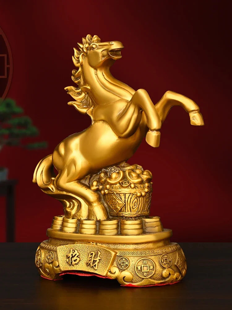 Feng Shui Copper Horse Ornament Come Wealth Keep Wealth Home Living Room Shop Office Decor
