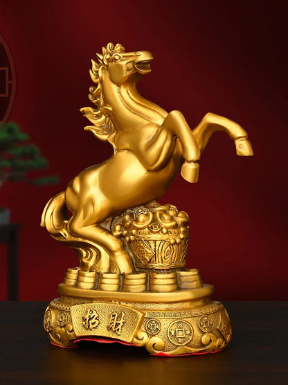 Feng Shui Copper Horse Ornament Come Wealth Keep Wealth Home Living Room Shop Office Decor