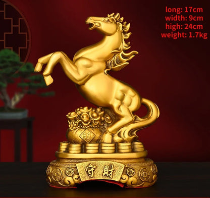 Feng Shui Copper Horse Ornament Come Wealth Keep Wealth Home Living Room Shop Office Decor