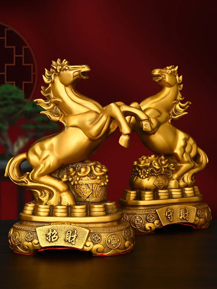 Feng Shui Copper Horse Ornament Come Wealth Keep Wealth Home Living Room Shop Office Decor
