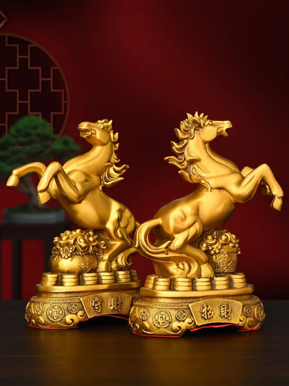 Feng Shui Copper Horse Ornament Come Wealth Keep Wealth Home Living Room Shop Office Decor