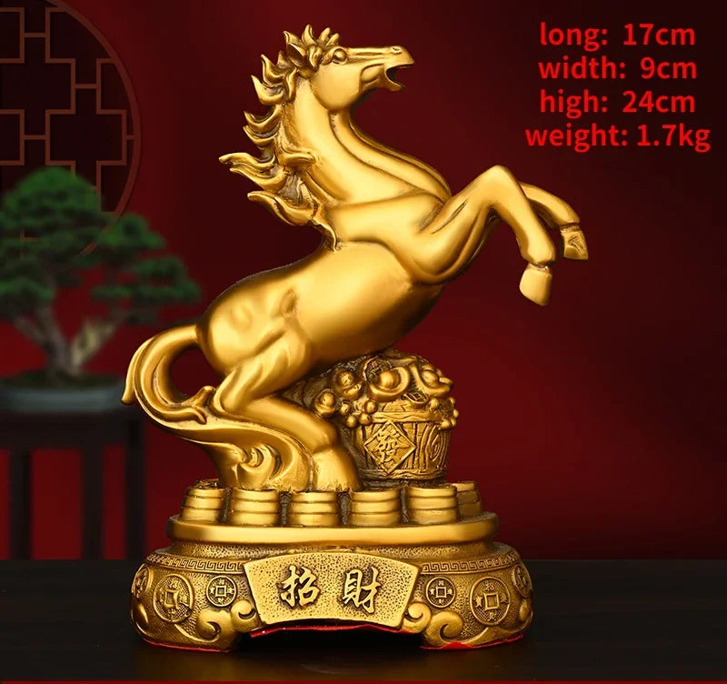 Feng Shui Copper Horse Ornament Come Wealth Keep Wealth Home Living Room Shop Office Decor