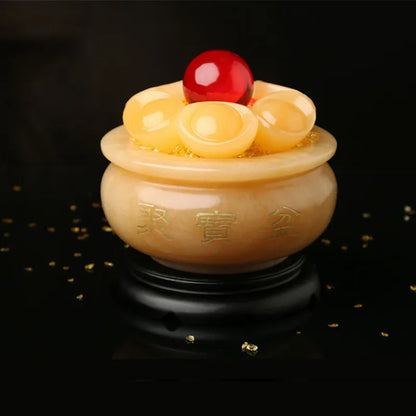 Feng Shui Cornucopia set piece topaz ingot jade handicraft household living room decoration gift, home decor statue