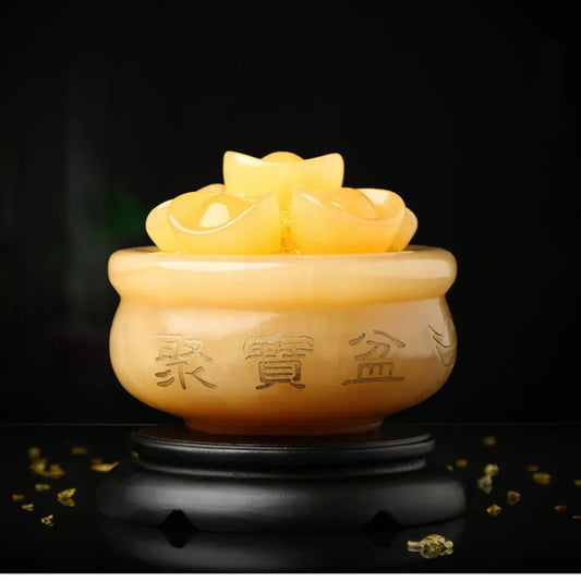 Feng Shui Cornucopia set piece topaz ingot jade handicraft household living room decoration gift, home decor statue